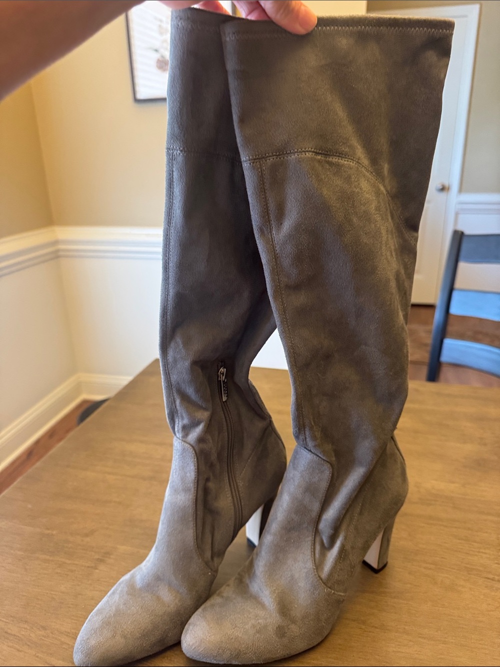Ivanka Trump Gray Over-the-Knee Suede Boots